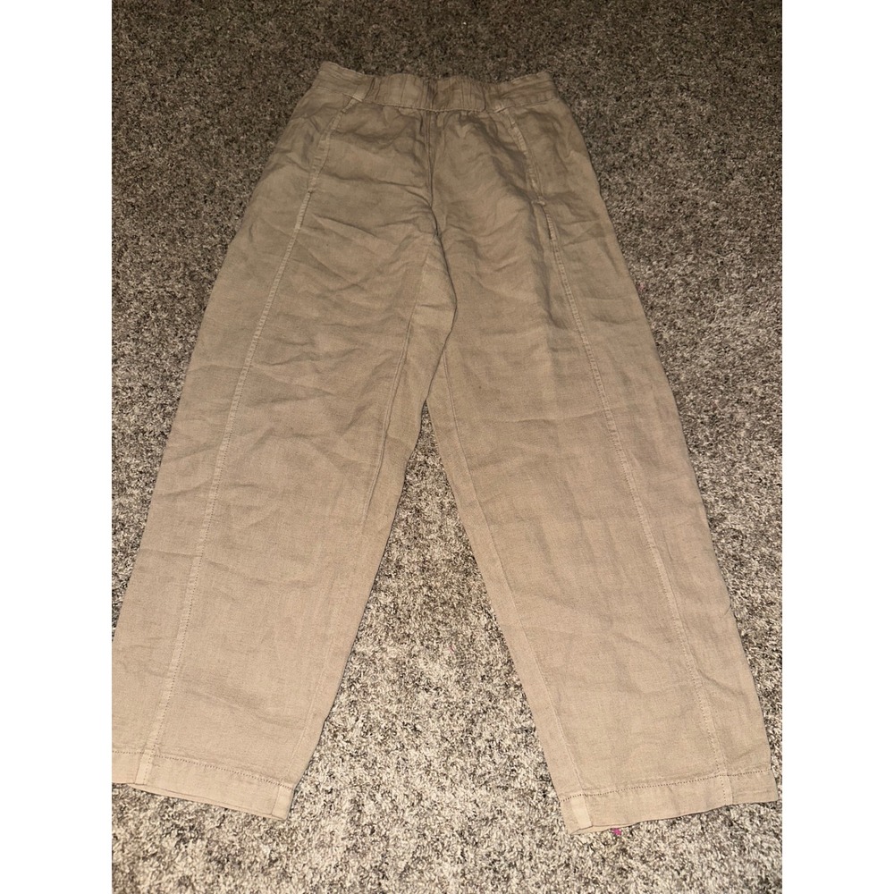 C&C California Women XS Tan Linen Lyocell Blend Wide Leg Pants High Rise
